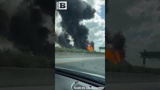 Fire Rages After Fuel Tanker Crashes Into Transit Bus