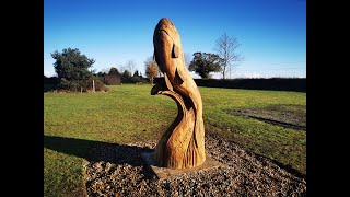 8ft Fish sculpture chainsaw carved from a beech log.