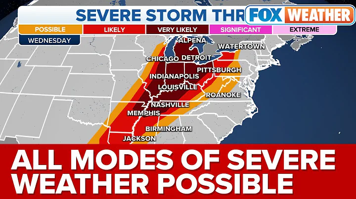 Severe Storm Threat From Great Lakes to Mid-South on Wednesday
