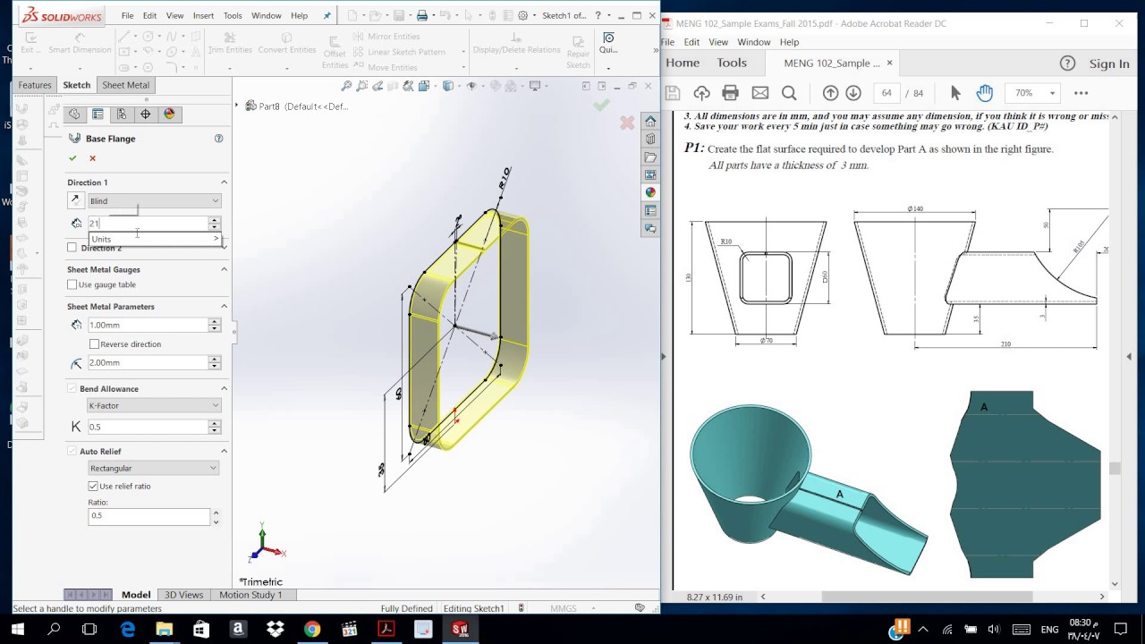 SW Final Exam Sheet Metal - YouTube