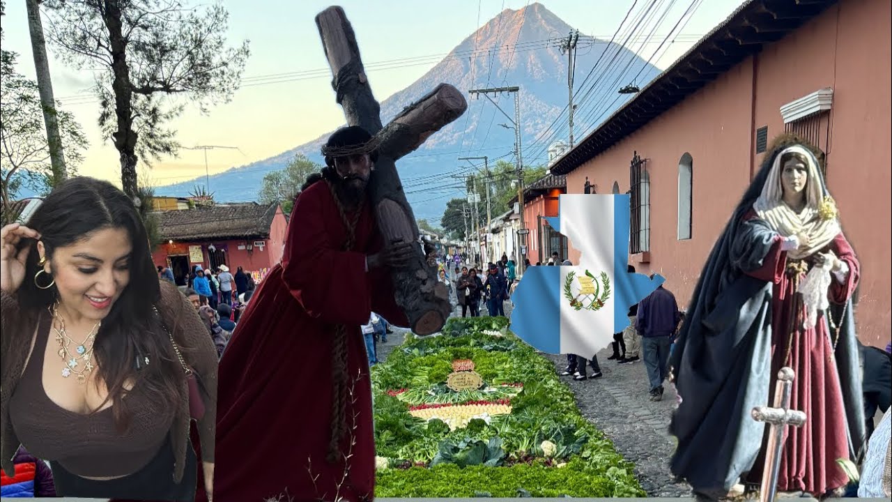 Así es Semana Santa en Antigua Guatemala.  Una Alfombra  Hecha de Verduras