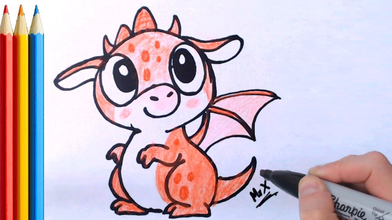 (fastversion) How to Draw Cute Baby Dragon Step by Step Tutorial