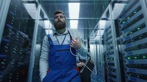 Performing Maintenance In Server Room Stock Video