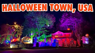 HALLOWEEN TOWN, USA  HAUNTED REVEAL (4K Drone)