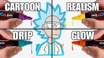 Drawing Rick in 4 Different Art Styles! | ysf_art