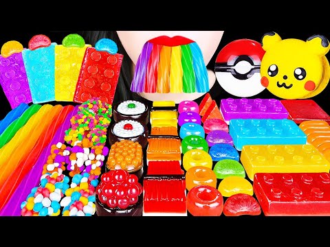 ASMR RAINBOW DESSERTS KOHAKUTO PIKACHU 무지개 디저트, 레고 코하쿠토, 레인보우 다양젤리, 피카츄 슬라임 먹방 EATING SOUNDS MUKBANG