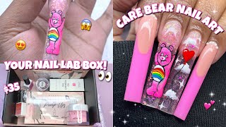 YOUR NAIL LAB FEBUARY BOX *HONEST REVIEW* | CARE BEAR CHARACTER NAIL ART | ACRYLIC & POLYGEL NAILS