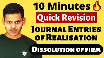 Quick Revision of Dissolution of partnership firm Class 12 | Journal entries | Realisation Expenses