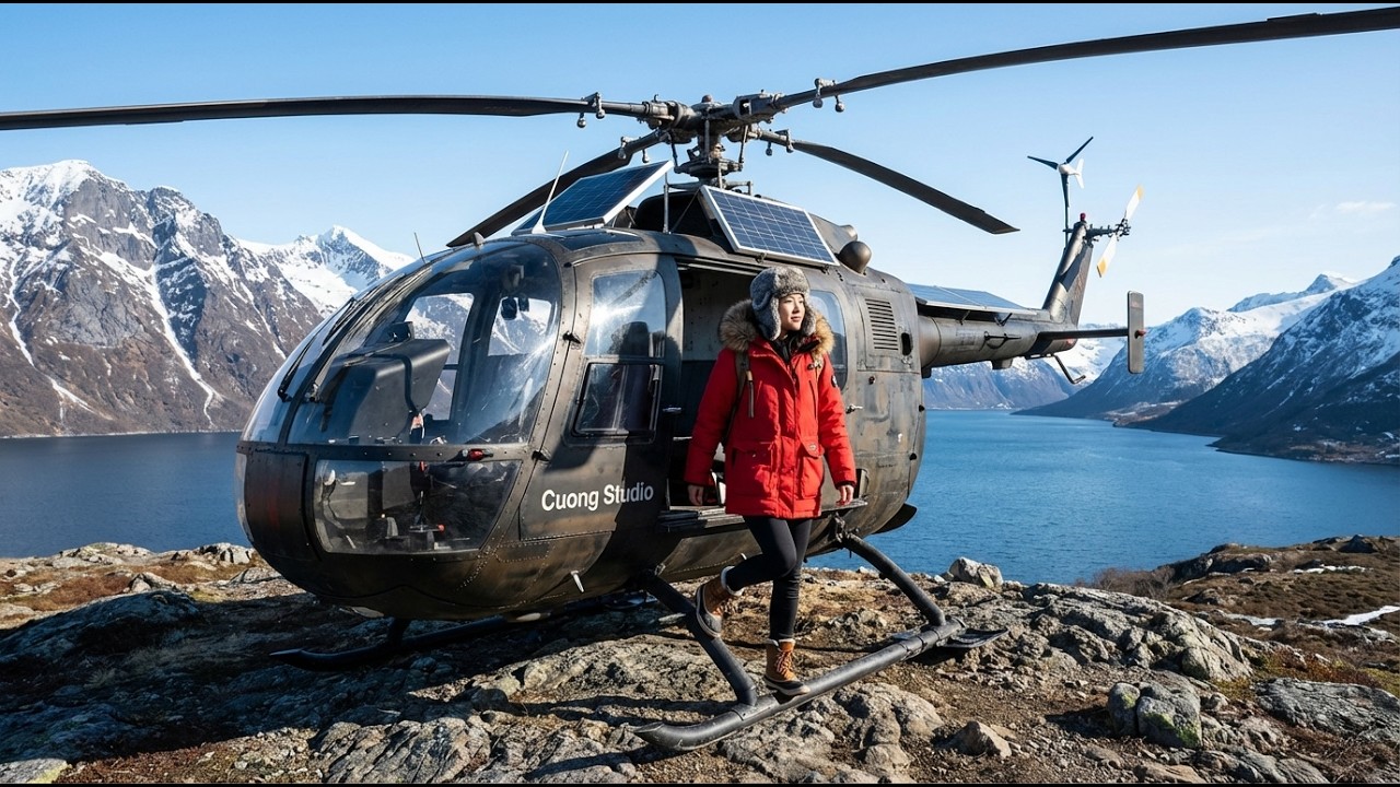 Building a Dream House Inside an Abandoned Bo 105 on a Rugged Norwegian Fjord Island