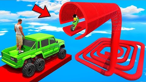 Franklin Tried Super Bike and Car Super Stunt Mega Ramp Challenge | (GTA 5 MODS)