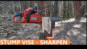 39 - Making a Stump Vise - Sharpening chainsaw in the forest
