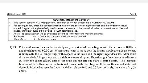 Balancing of finger problem of IIT JEE ADVANCE 2020 detailed explained by RKH SIR(B.TECH IIT D)
