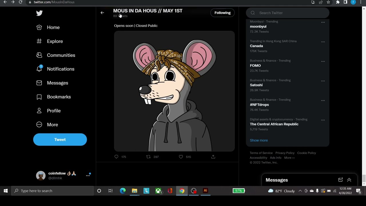 MOUS IN DA HOUS - I am minting it on 1st MAY - 5X Potential, NFA, DYOFR