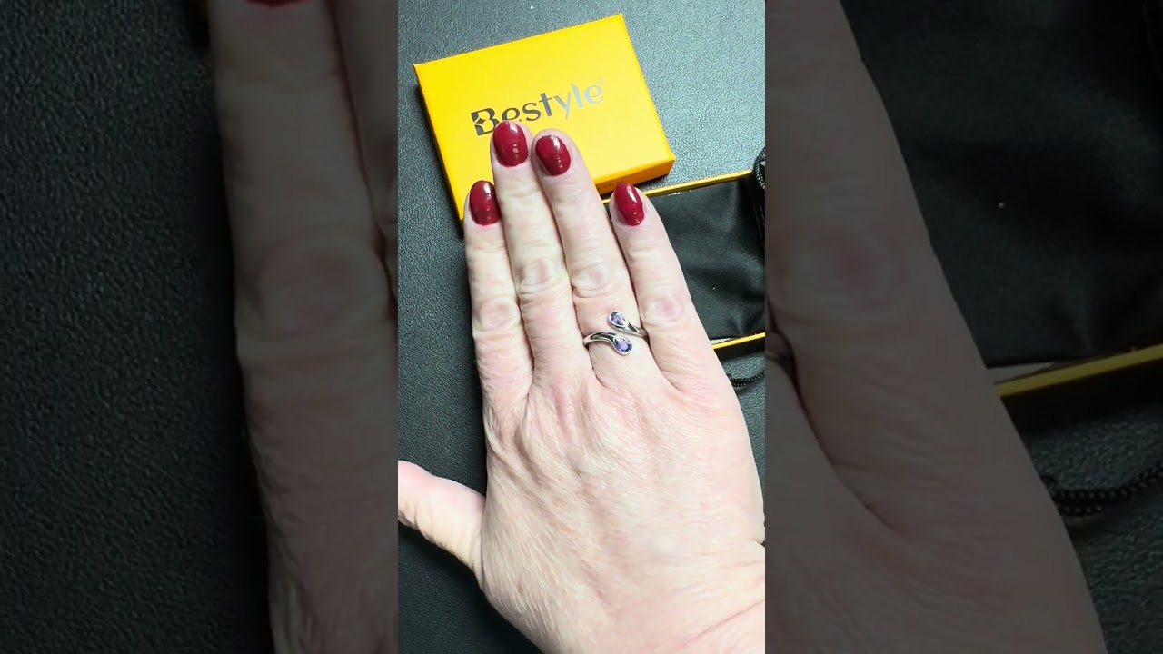 Dainty Toi et Moi Birthstone Ring 💍 | Bestyle Adjustable Silver Promise Ring