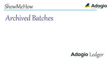 Adagio Ledger - Archived Batches