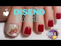 Uñas Turqueza-DISEÑO DE UÑAS PARA PIES FLOR CON FRANCÉS  - FLOWER NAIL ART - FRENCH NAIL ART