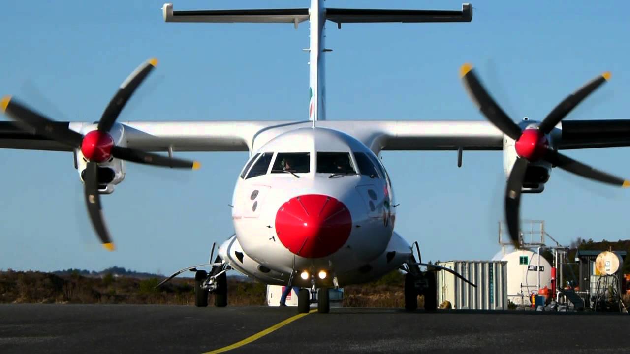 DAT ATR-42 Startup and landing at Stord Airport, Feb. 2011