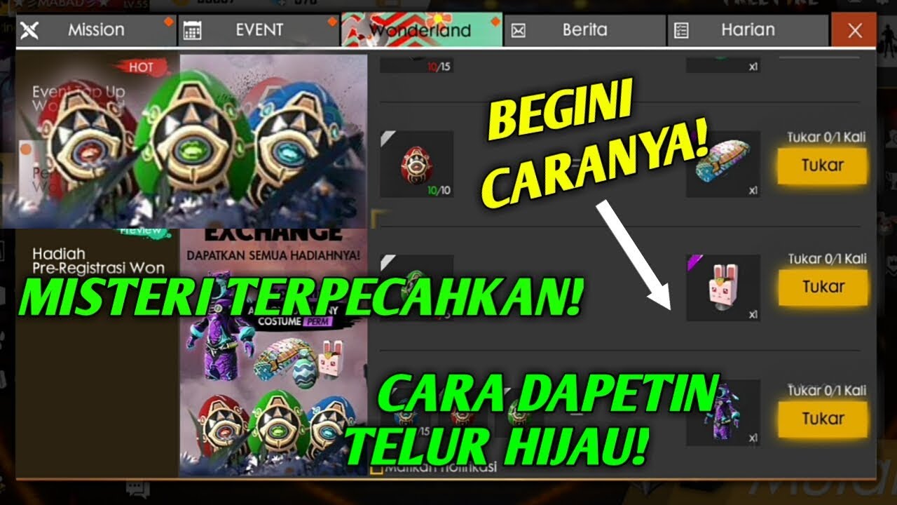 CARA DAPETIN TELUR HIJAU FREE FIREE NEW EVENT FREE FIRE YouTube