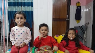 three friends  with school rhymes #aahana #aayan #anushiya #childhood  #songstatus d by Aahana 15 views 4 months ago 2 minutes, 26 seconds