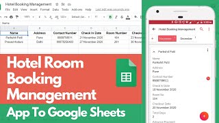 Hotel Room Booking Management To Google Sheets Using Upsheet App | App To Sheet | Custom Template