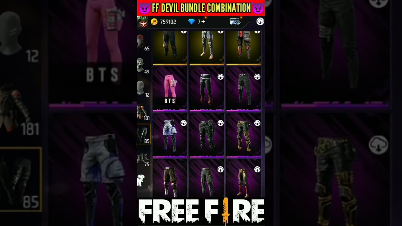 😈FREE FIRE DEVIL BUNDLE COMBINATION 😈 | MOST RARE COMBINATON | 