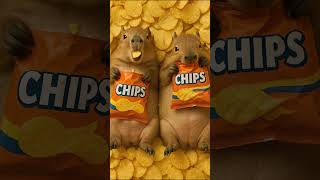 Chips &amp; Chill vs Capybara 🤪🥔 #capybara #cute #animals #funny #aishorts #ai #humor #memes