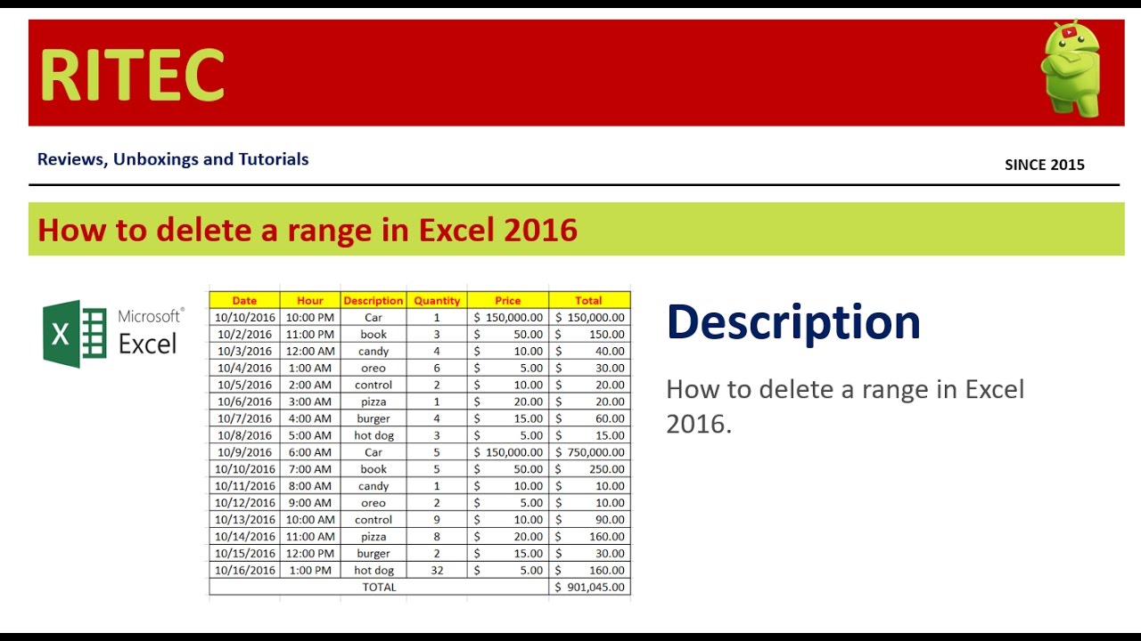 how-to-delete-a-range-in-excel-2016-youtube