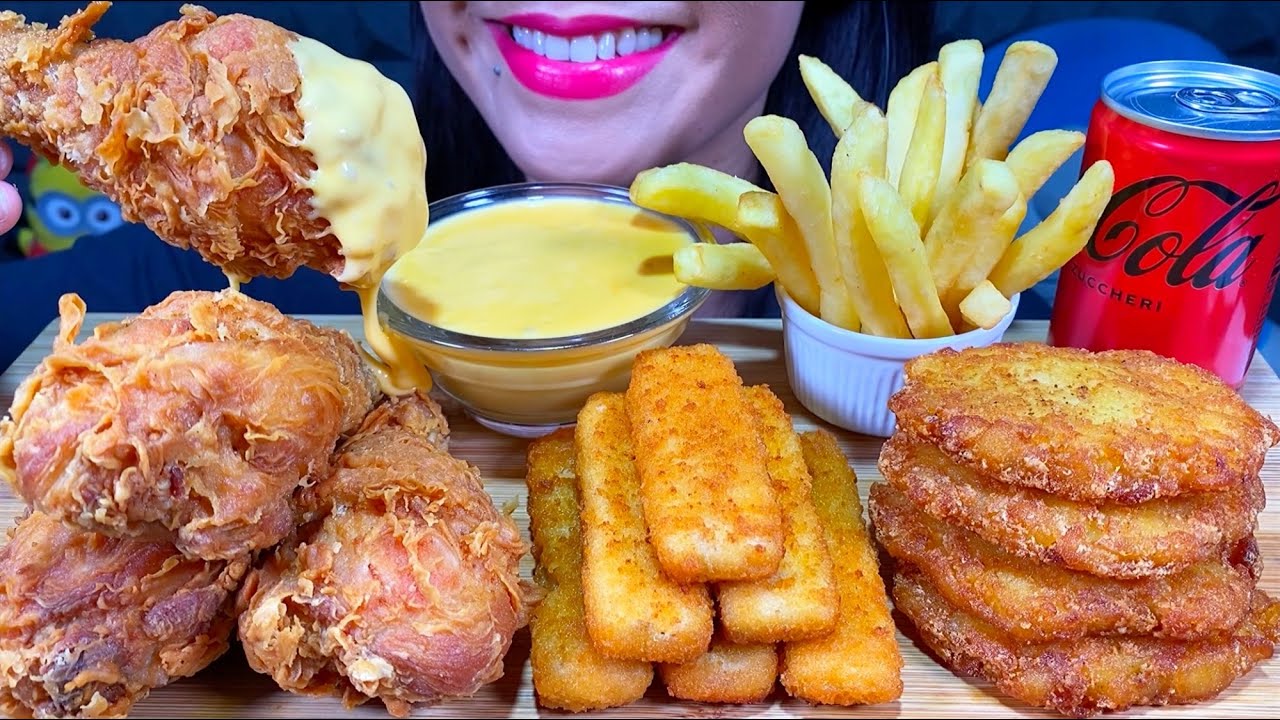 ASMR FRIED FISH, FRIED CHICKEN, POTATO HASH BROWN, FRIES MUKBANG MASSIVE Eating Sounds