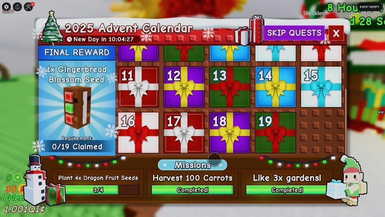 How the Advent Calendar Works in Grow a Garden! (FREE Rewards)