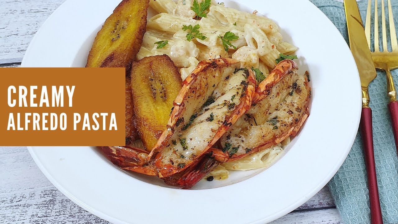 CREAMY CHICKEN AND SHRIMPS ALFREDO PASTA EASY AND QUICK