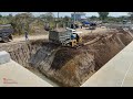 Epallas a wholes drain sewer construction was filled of sand with komatsu d20p dozer truck