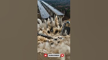 AI Bridge Collapse Simulation Cars Fall Into Massive Flood Disaster Scene  #viral #viralvideo #short