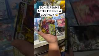 SON SCREAMS AFTER FINDING A GOD PACK 😱 (via hiddentemplestoys/IG)