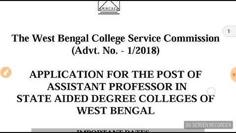 West Bengal College Service Commission (Advt. No. - 1/2018)