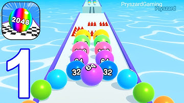 Ball Run 2048 - Gameplay Walkthrough Part 1 Tutorial Satisfying Going Balls Merge Levels 1-21