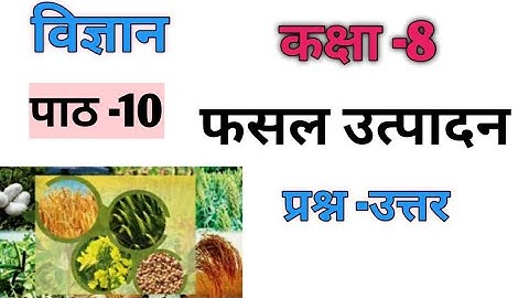 कक्षा -8 विज्ञान पाठ -10, फसल उत्पादन , प्रश्न -उत्तर , up board , By R.M.study time.