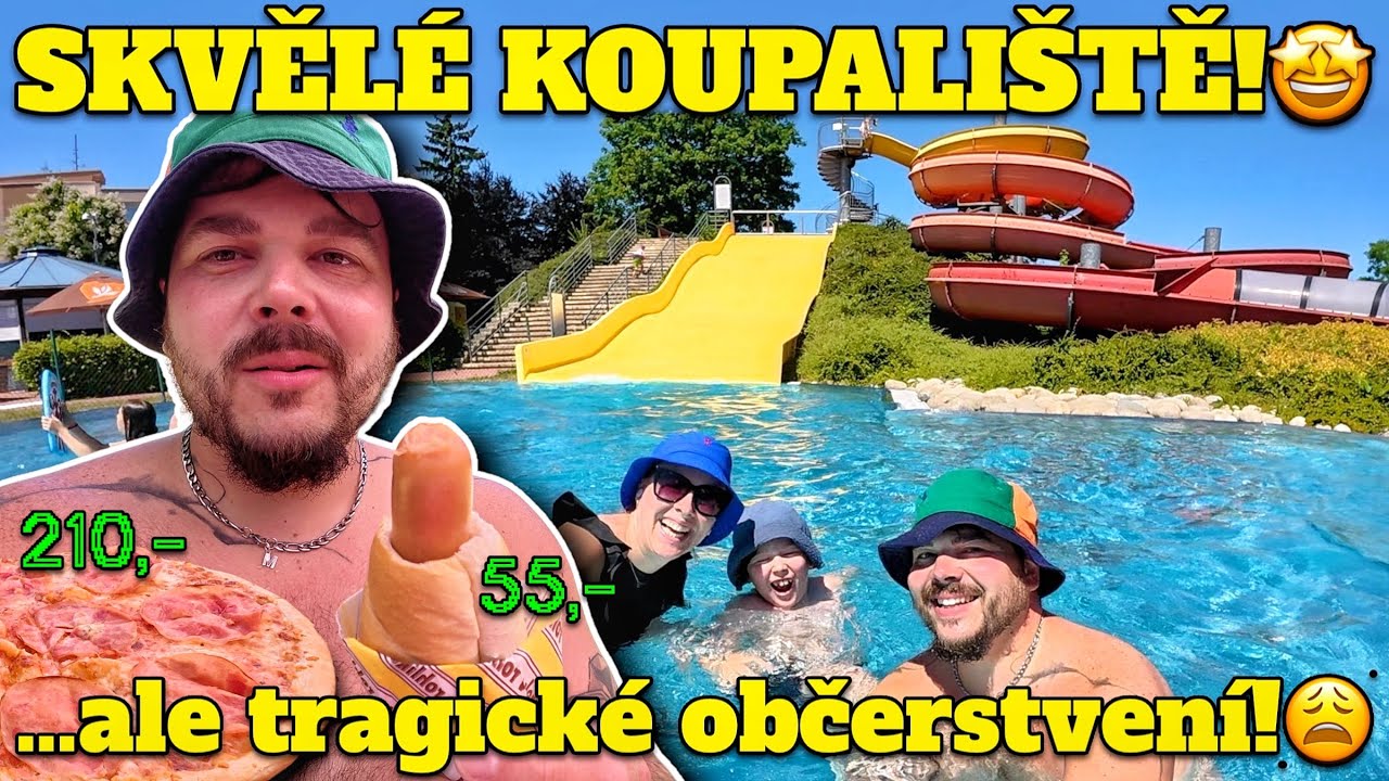 KLASIKA ČESKÝCH KOUPALIŠŤ!😩PÁREK V ROHLÍKU A PIZZA Z MRAŽÁKU🥶NÁDHERNÉ KOUPALIŠTĚ ALE JÍDLO SLABOTA🤪