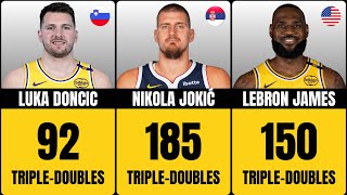All Time NBA Triple-Doubles Leaders Lebron James Nikola Jokic Stephen Curry Luka Doncic