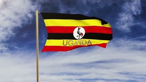 4K Uganda flag with title waving in the wind. Looping sun rises style. Animation loop Stock video