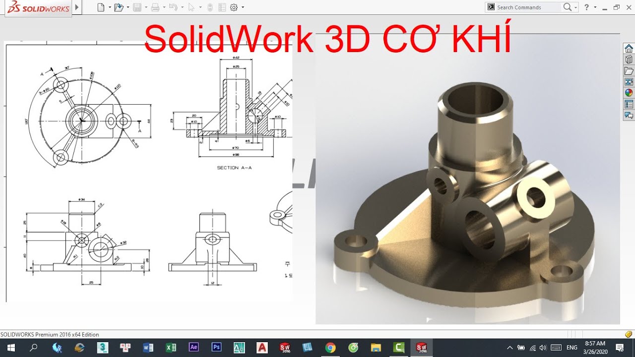 Solidwork 3D - Hướng Dẫn Vẽ Solidwork 3D Cơ Khí - Bài 1 - Youtube