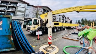 Pumping 460 cubic meters of concrete at a new project: