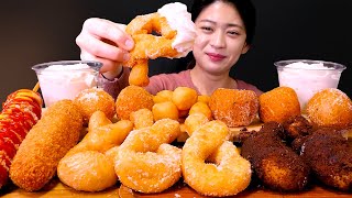 🥨찹쌀 꽈배기!!🧁쫄깃하고 색다른 찹쌀 꽈배기 먹방❤ | Chocolate, Glaze, Whipped cream Twisted bread stick ASMR Mukbang