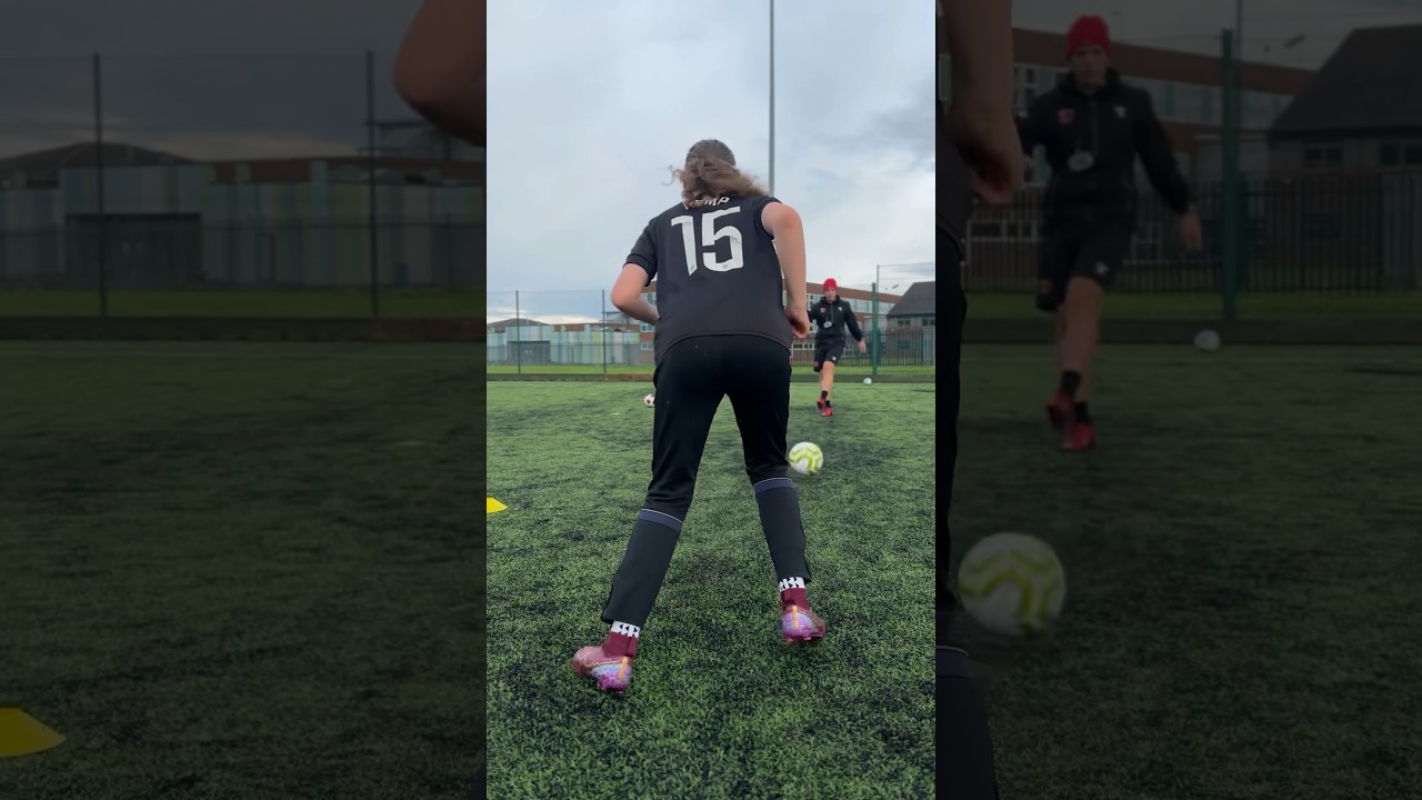 Football training drill to help improve passing, first touch, awareness