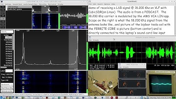 VLF SSB 20 Watt Transmitter on 18.200 Khz - brief demo of CubicSDR receiving an LSB Voice signal