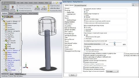 Solidworks Assembly Transparancy Settings