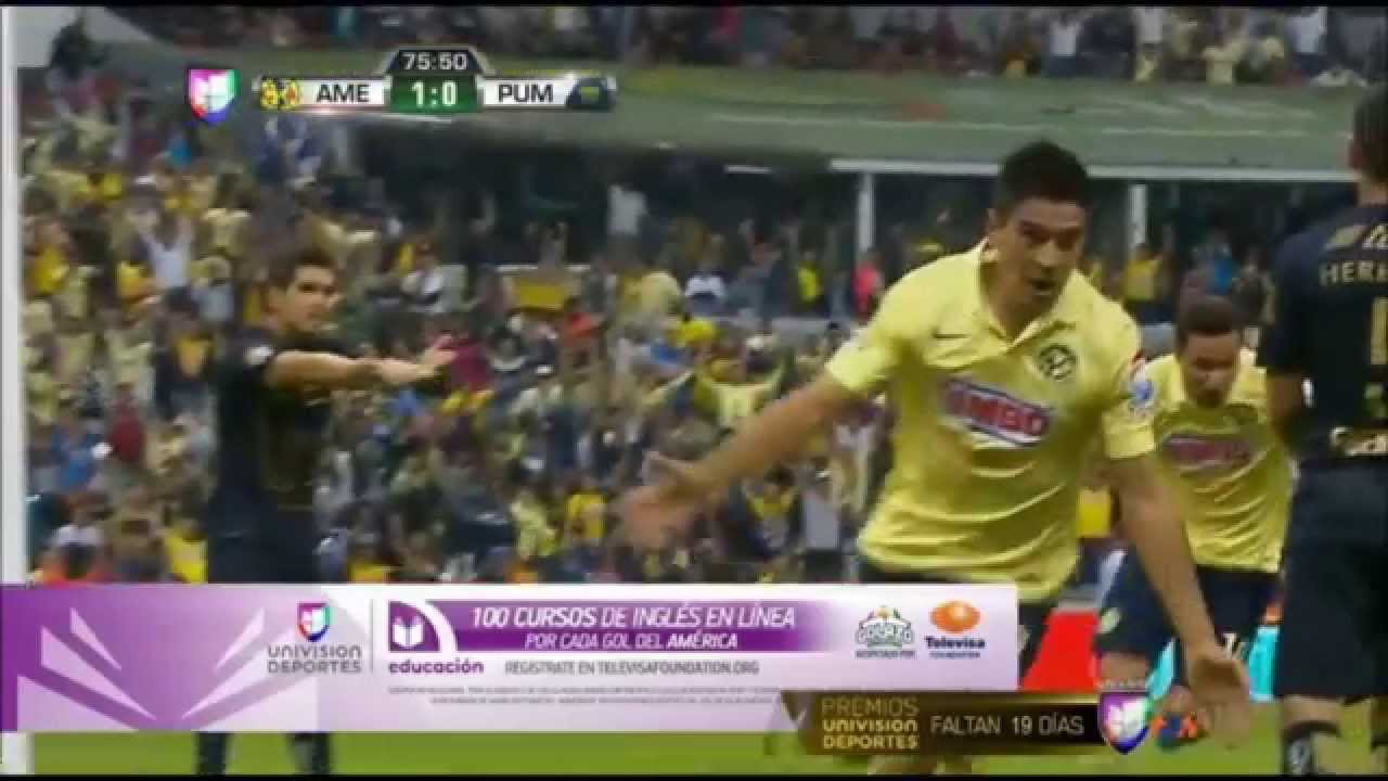 America vs Pumas UNAM 1-0 Apertura 2014 Cuartos De Final VUELTA 29/11/14 -  YouTube