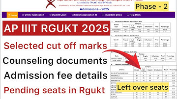 AP IIIT RGUKT PHASE 2 VACANCY SEATS | AP IIIT RGUKT COUNSELING 2025