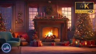  6 Hours of Soft Jazz Music Mix and a Cozy Fireplace | 4K | Christmas  Ambience 2024 #holydays