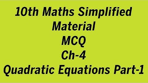 10th PSEB Simplified material maths Ch Quadratic Equation (MCQ)