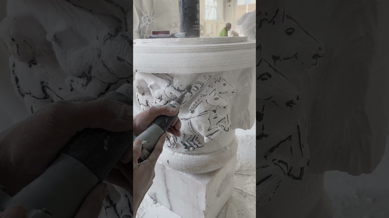 Hand-Carving in Progress: Marble Planter Sculpted with Precision by JSBS, Your Stone Art Experts